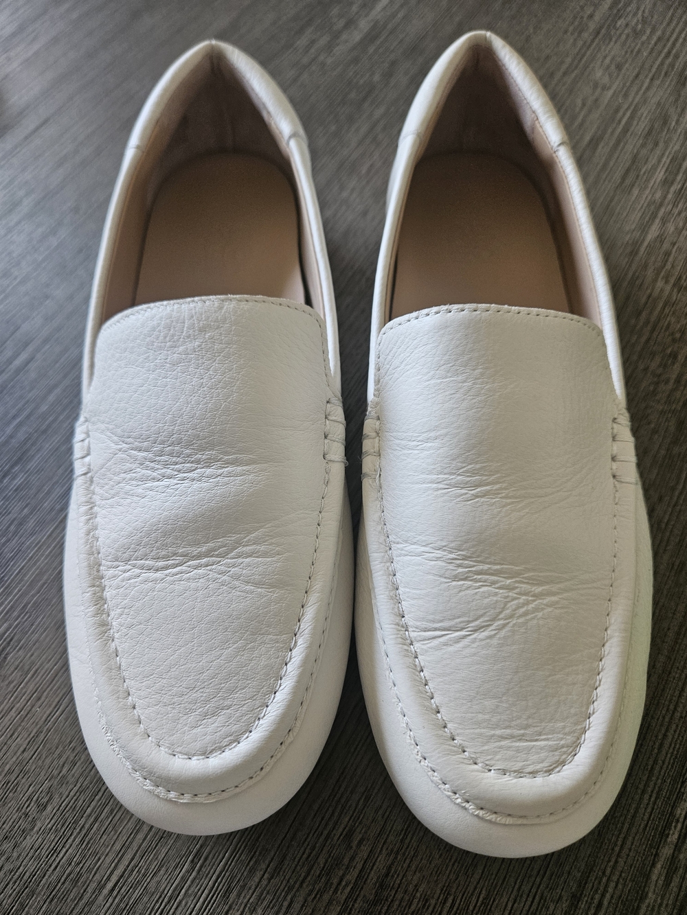 Abeo Cream Leather Slip-On Loafers